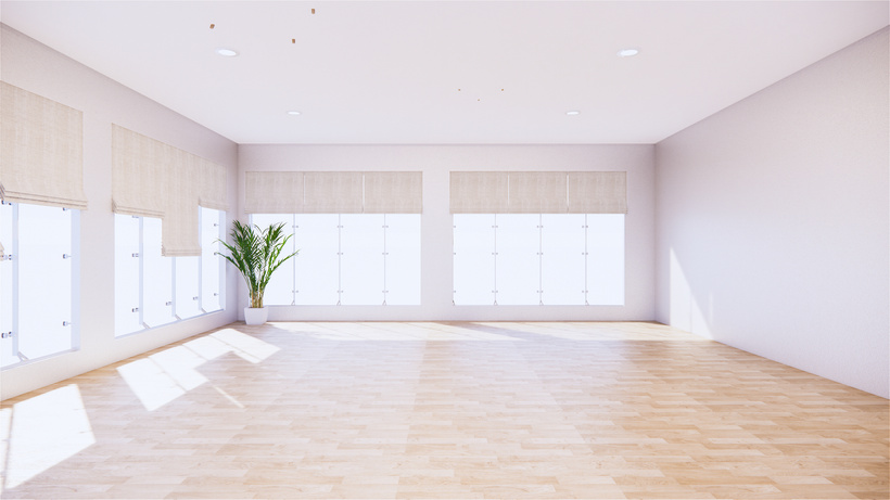 Empty Room Interior with Wooden Floor